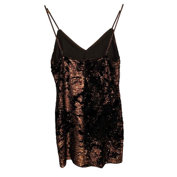 Blush Boutique Velvet Sequin  Strappy Sheath Dress Brown Bronze Size Large Party - Picture 2 of 14